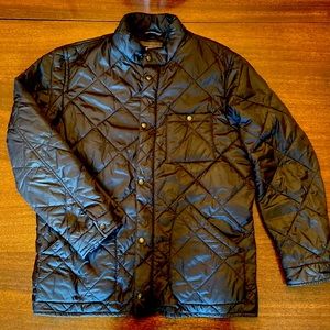 Men’s J Crew LT quilted black jacket.